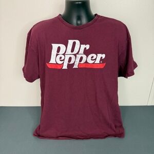Dr. Pepper Men's Graphic Print Cotton Crew Neck Short Sleeve T-Shirt Red XL
